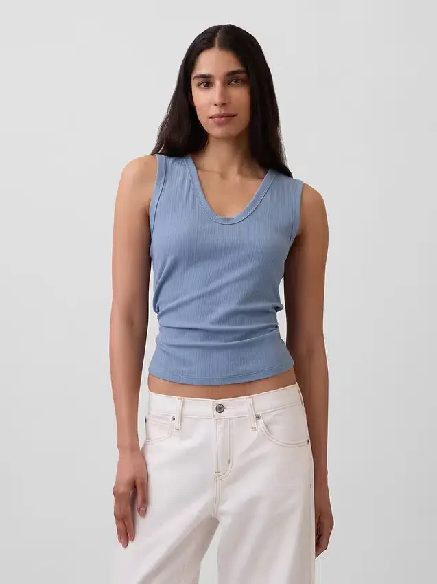 Tanktop met veelkleurige ribbel
