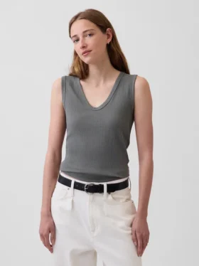 Tanktop met veelkleurige ribbel
