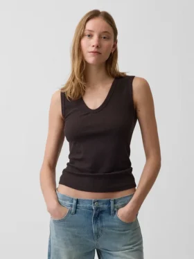 Tanktop met veelkleurige ribbel