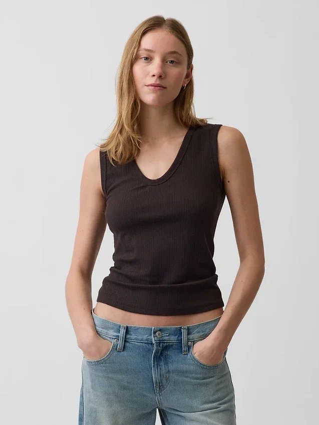 Tanktop met veelkleurige ribbel