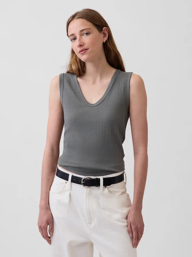 Tanktop met veelkleurige ribbel