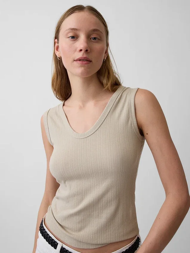 Tanktop met veelkleurige ribbel