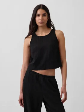 Tanktop van katoenen gaas met racerback