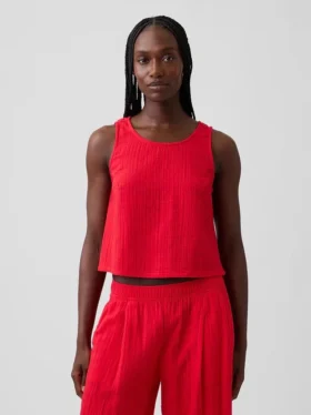 Tanktop van katoenen gaas met racerback