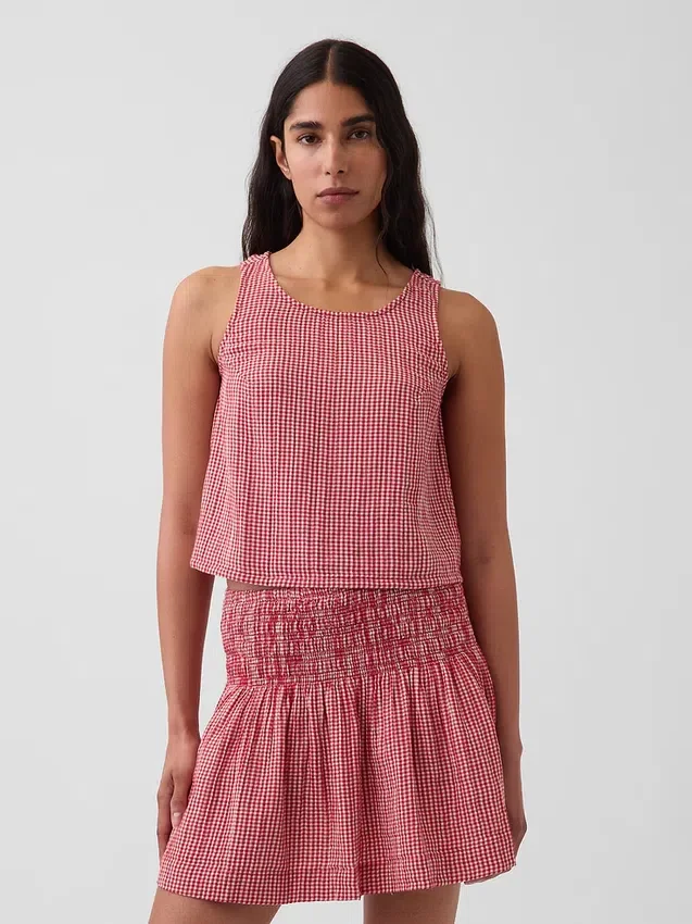 Tanktop van katoenen gaas met racerback