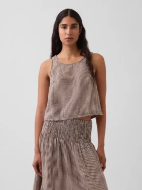 Tanktop van katoenen gaas met racerback