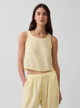 Tanktop van katoenen gaas met racerback