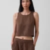 Tanktop van katoenen gaas met racerback