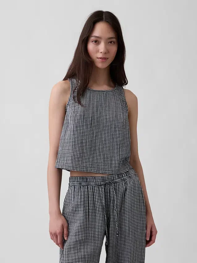 Tanktop van katoenen gaas met racerback