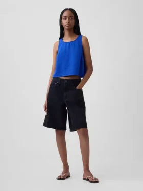 Tanktop van katoenen gaas met racerback