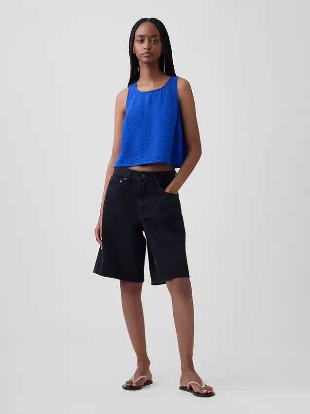 Tanktop van katoenen gaas met racerback