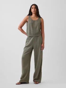 Tanktop van katoenen gaas met racerback