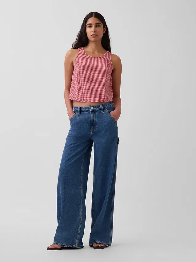 Tanktop van katoenen gaas met racerback