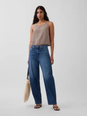 Tanktop van katoenen gaas met racerback