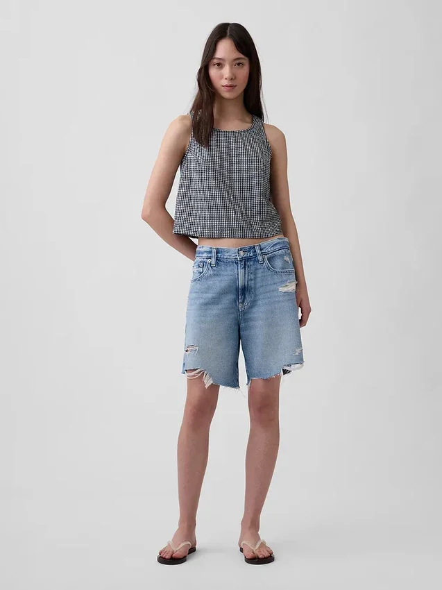 Tanktop van katoenen gaas met racerback