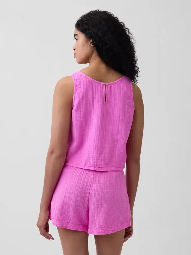 Tanktop van katoenen gaas met racerback