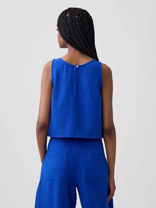 Tanktop van katoenen gaas met racerback
