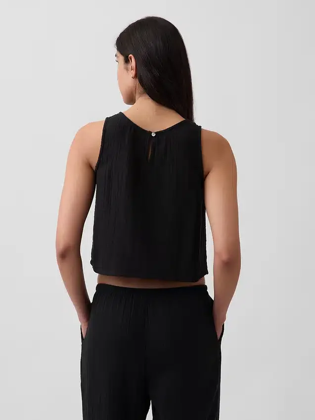 Tanktop van katoenen gaas met racerback