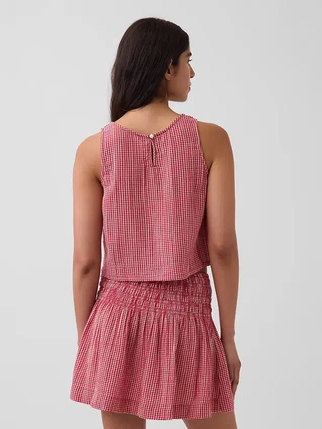Tanktop van katoenen gaas met racerback