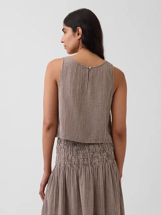 Tanktop van katoenen gaas met racerback