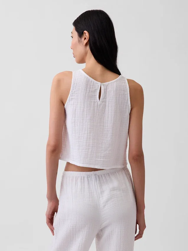 Tanktop van katoenen gaas met racerback
