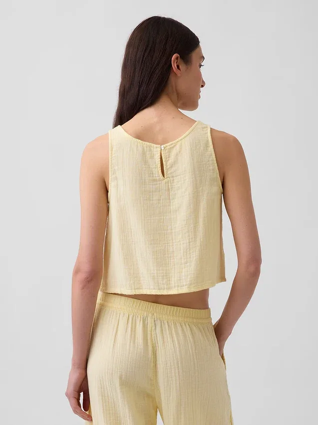 Tanktop van katoenen gaas met racerback