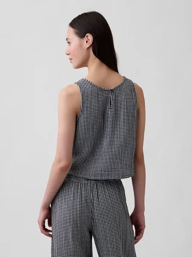Tanktop van katoenen gaas met racerback