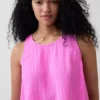 Tanktop van katoenen gaas met racerback