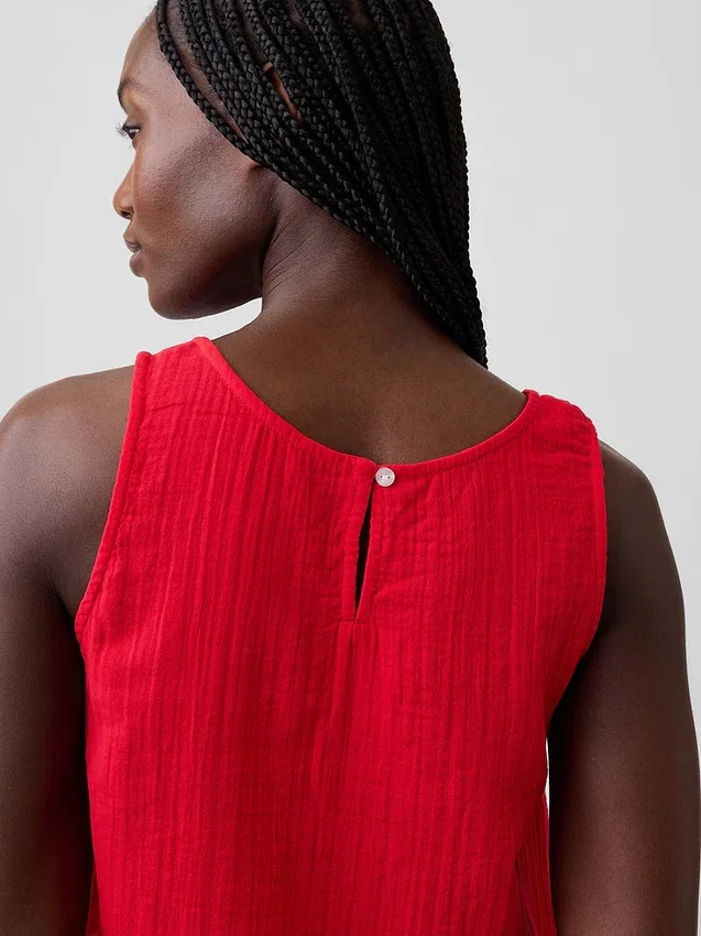 Tanktop van katoenen gaas met racerback