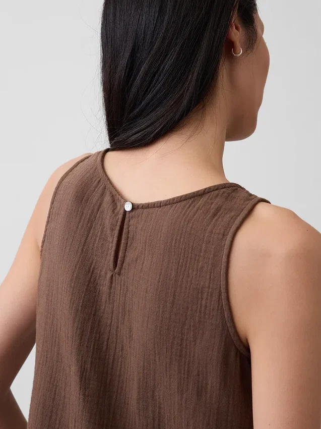 Tanktop van katoenen gaas met racerback