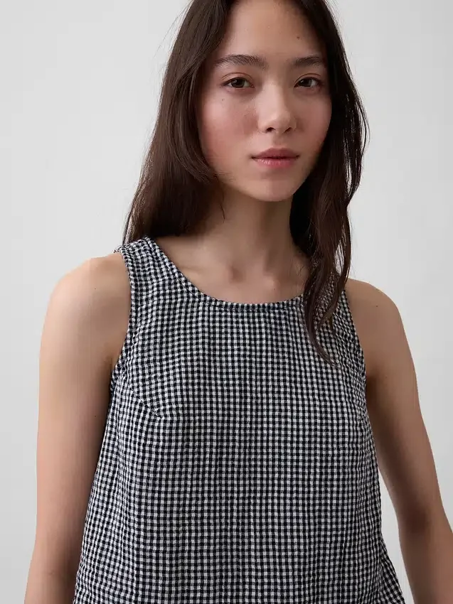 Tanktop van katoenen gaas met racerback