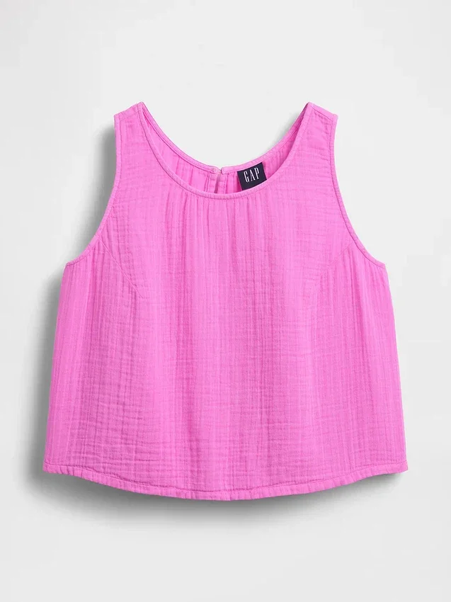 Tanktop van katoenen gaas met racerback