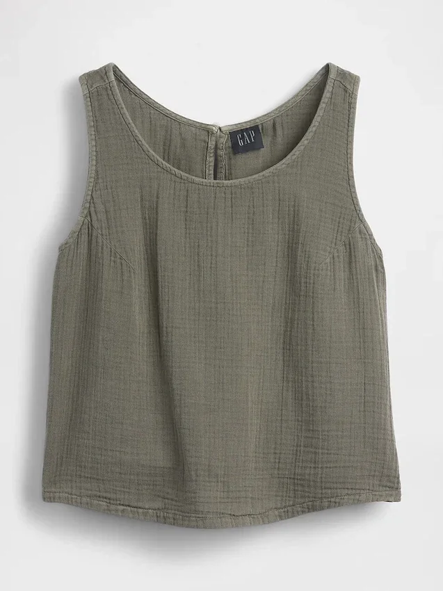 Tanktop van katoenen gaas met racerback