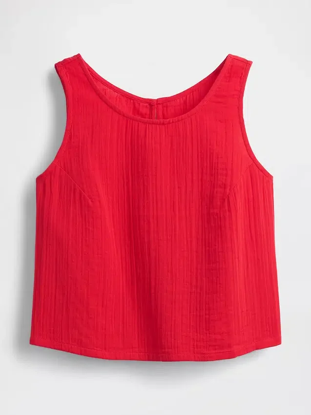 Tanktop van katoenen gaas met racerback