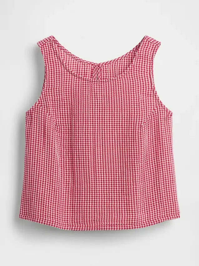 Tanktop van katoenen gaas met racerback
