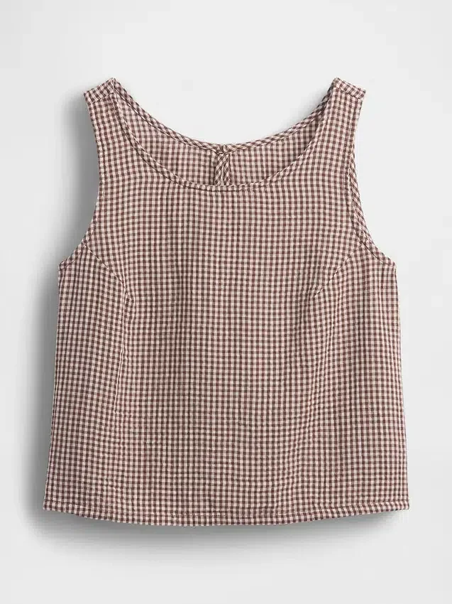 Tanktop van katoenen gaas met racerback