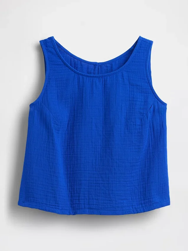 Tanktop van katoenen gaas met racerback