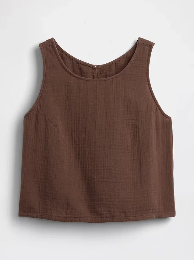 Tanktop van katoenen gaas met racerback