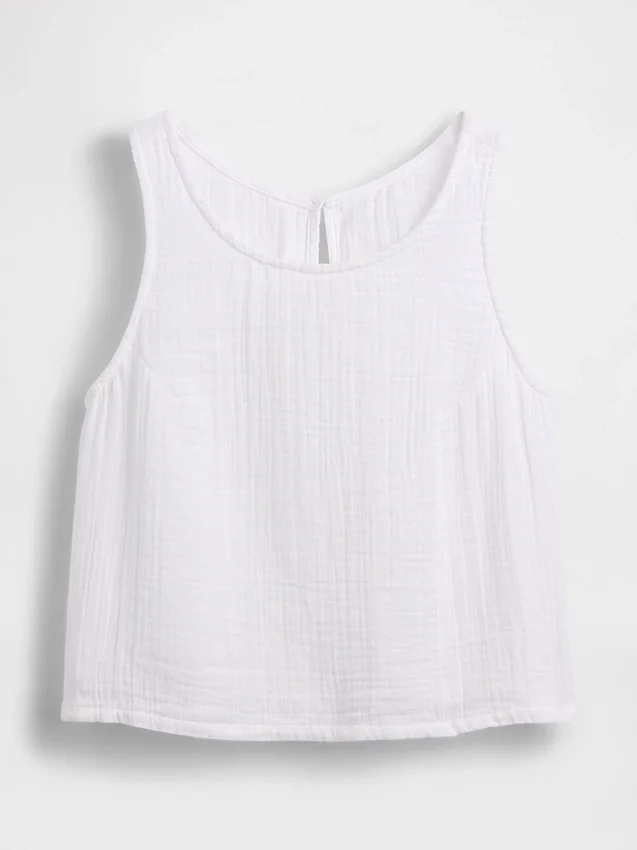 Tanktop van katoenen gaas met racerback