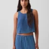 Tanktop van katoenen gaasdenim