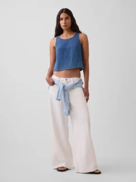Tanktop van katoenen gaasdenim