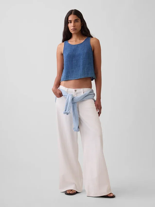 Tanktop van katoenen gaasdenim