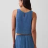 Tanktop van katoenen gaasdenim