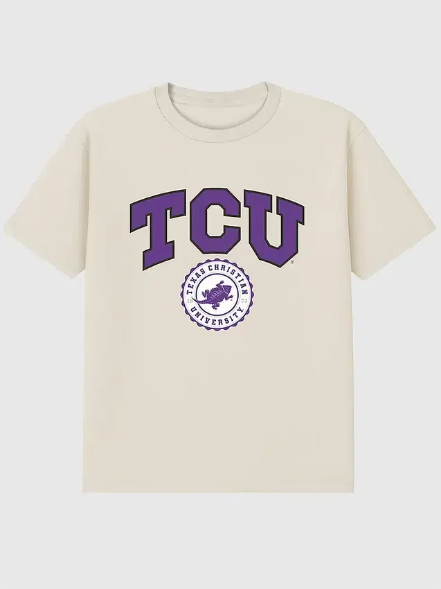 TCU Texas Christian University Collegiate Seal donkere afbeelding T-shirt