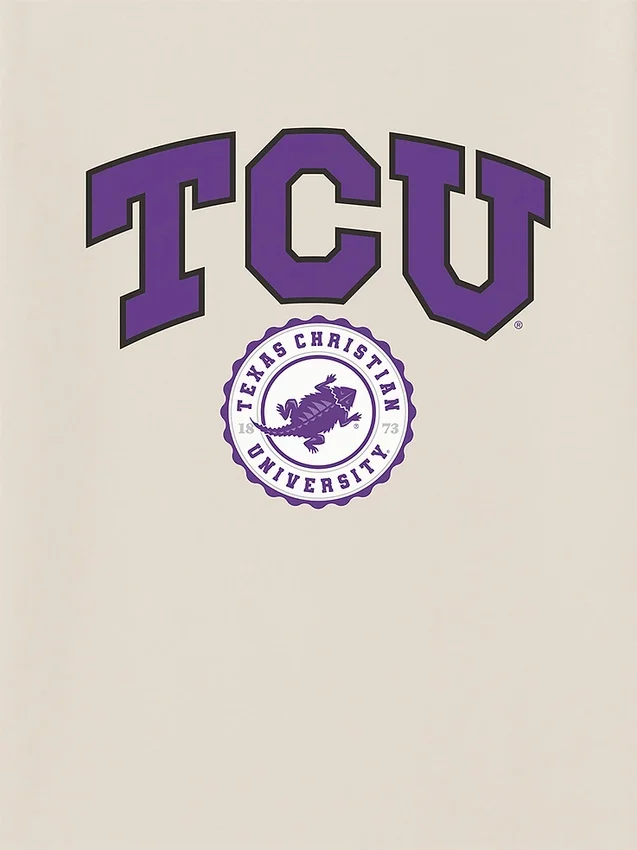 TCU Texas Christian University Collegiate Seal donkere afbeelding T-shirt