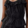 Top met fladdermouwtjes en strik in de taille