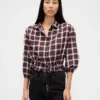 Top met geruite print en strik in de taille