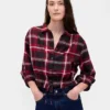 Top met geruite print en strik in de taille