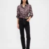 Top met geruite print en strik in de taille