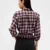Top met geruite print en strik in de taille